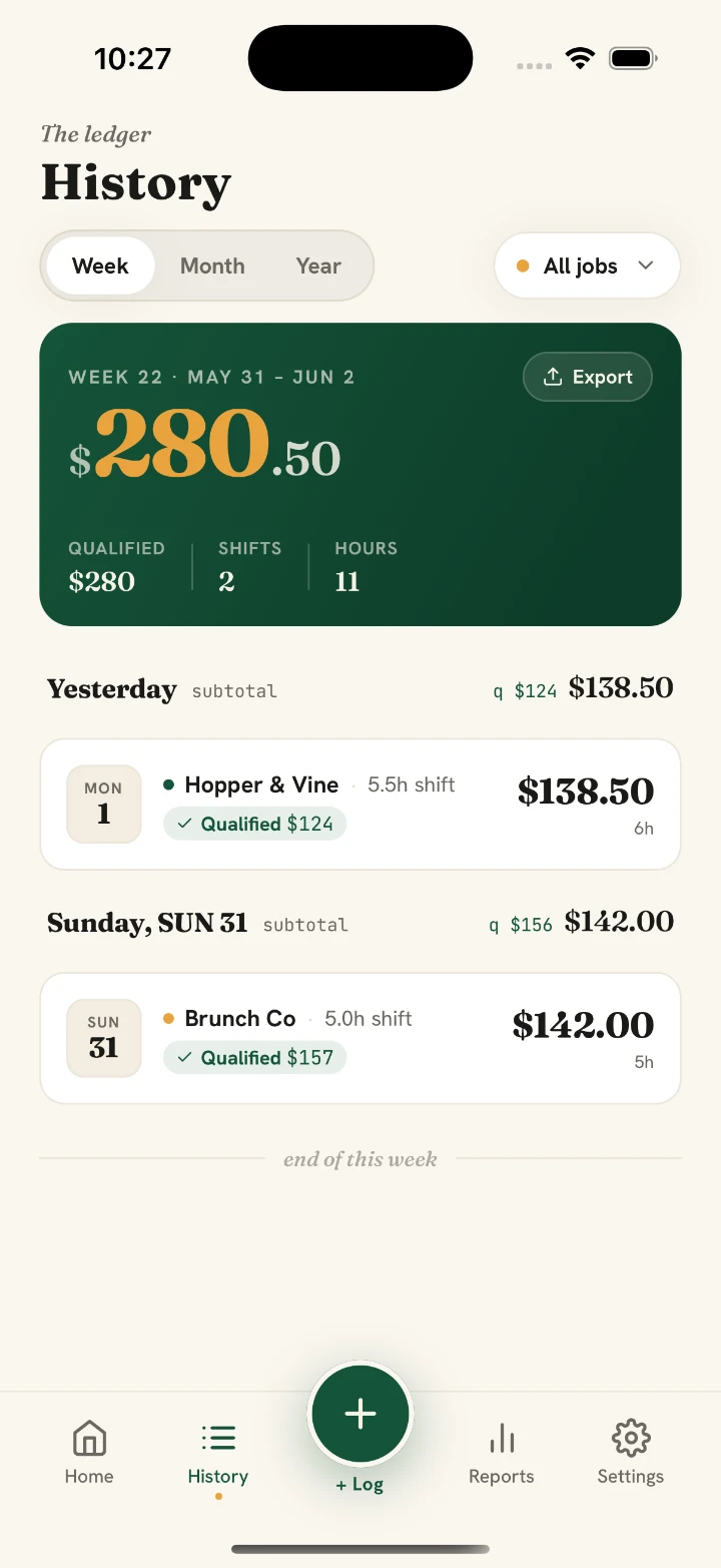 Qualified Tips app — Every shift, on the record